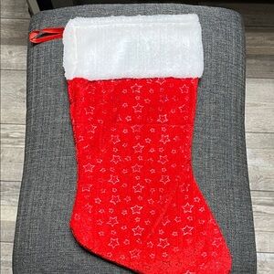 Red and White Christmas Stocking with Star Pattern